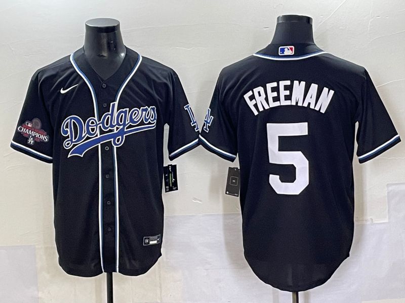 Men 2025 Los Angeles Dodgers #5 Freeman Black Three generations Fashion Nike MLB Jersey style 7046